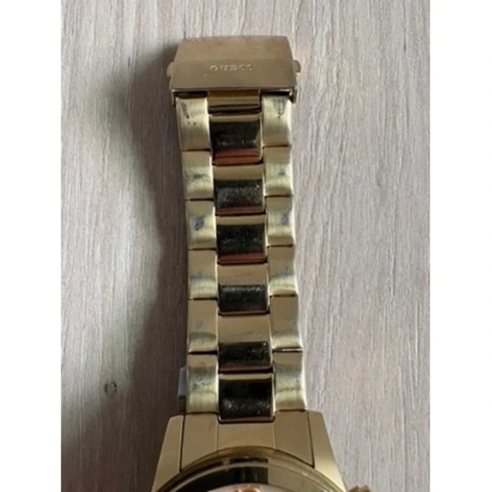 Guess Chronograph Watch Mens Gold Stainless Steel U15061G2 Waterpro‎ Sporty
